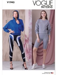 1945V Vogue Loose Crop Long Sleeve Knit Tops, Hi Rise Panel Leggings Lengths Pattern XS-XXL 4-26 New